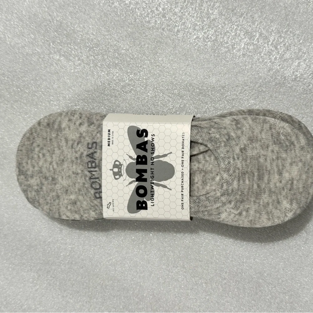 New Bombas Womens Casual Socks - Grey Medium No Show 4 ct lot